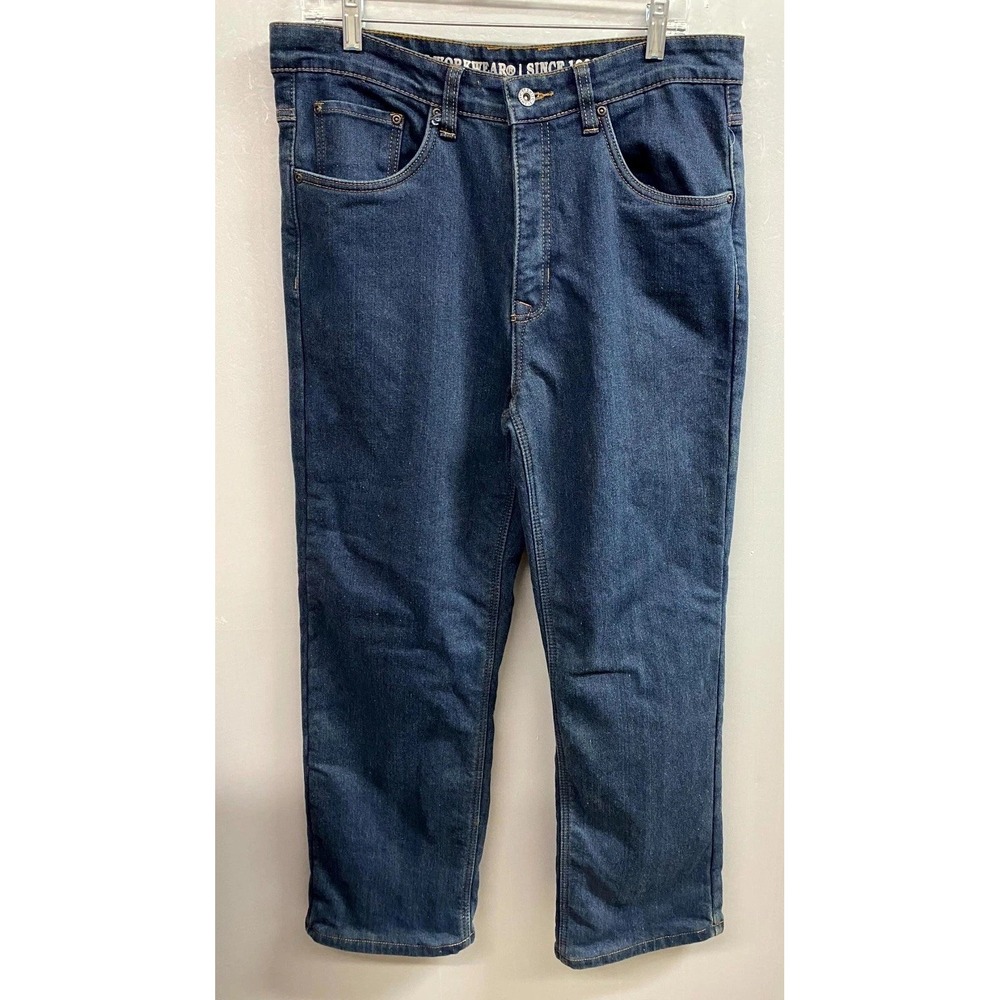 Smith's Workwear Jeans Mens 34x30 Blue Denim Stretch Fleece Lined 5-Pockets